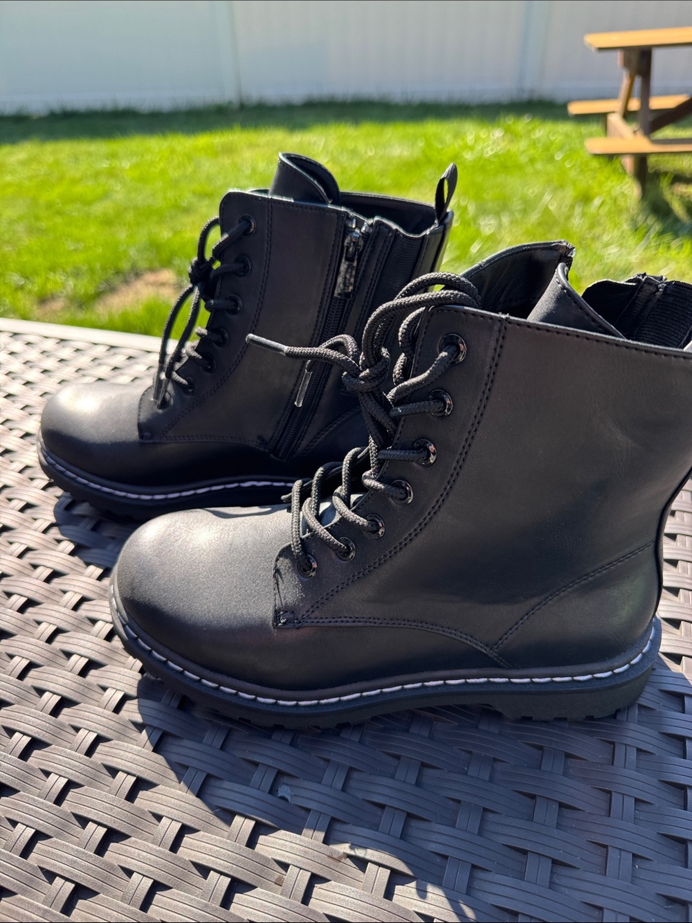Black Lace-Up Combat Boots